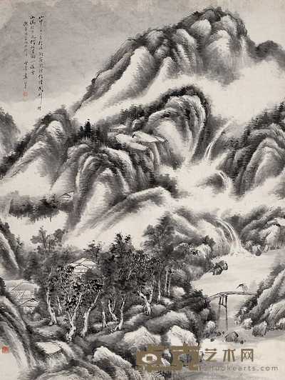 袁培基 雨村行沽图 轴 146×108cm